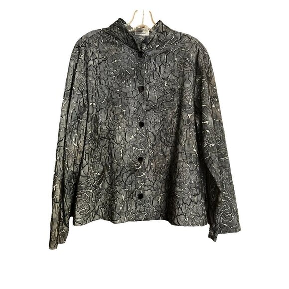 Women's Coldwater Creek Dark Gray and Sparkly Silver Short Jacket. Size PXL - Picture 1 of 4